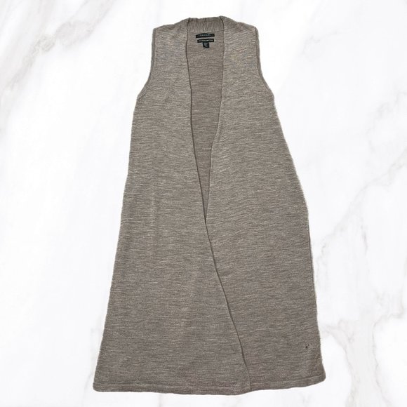 Tahari Women's Taupe 100%‎ Merino Wool Sleeveless Midi Duster, Size M - Picture 1 of 7